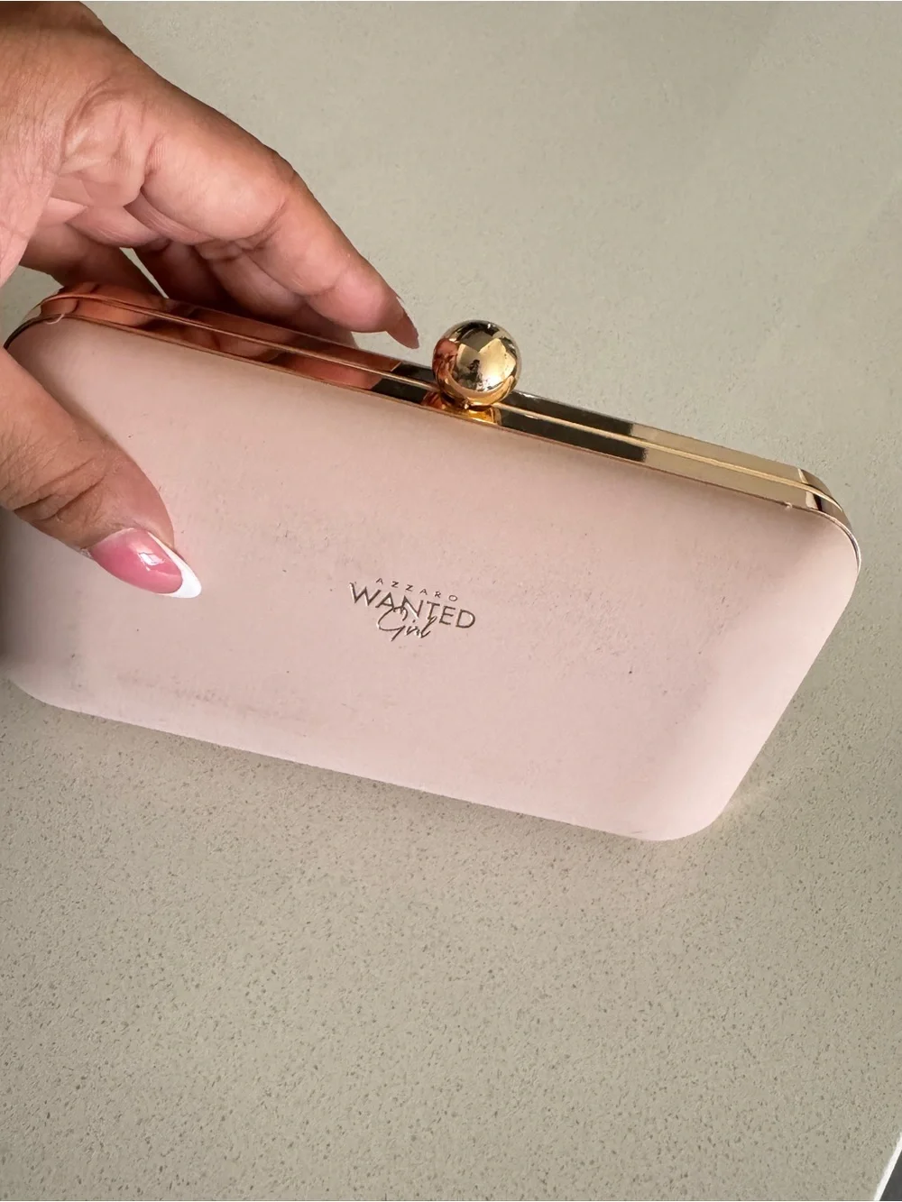 Wanted Girl Pink Clutch with Gold Frame
